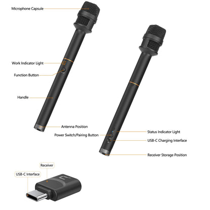 Wireless Interview Microphone with Noise Reduction for Smartphone