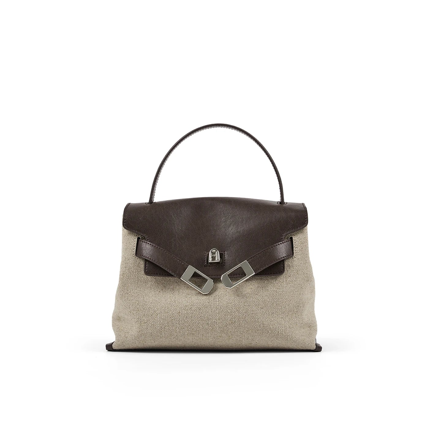 Khaki Tote Handbag with Crossbody Strap