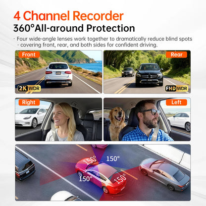 4K Four Channel Dash Cam with WiFi GPS Touchscreen