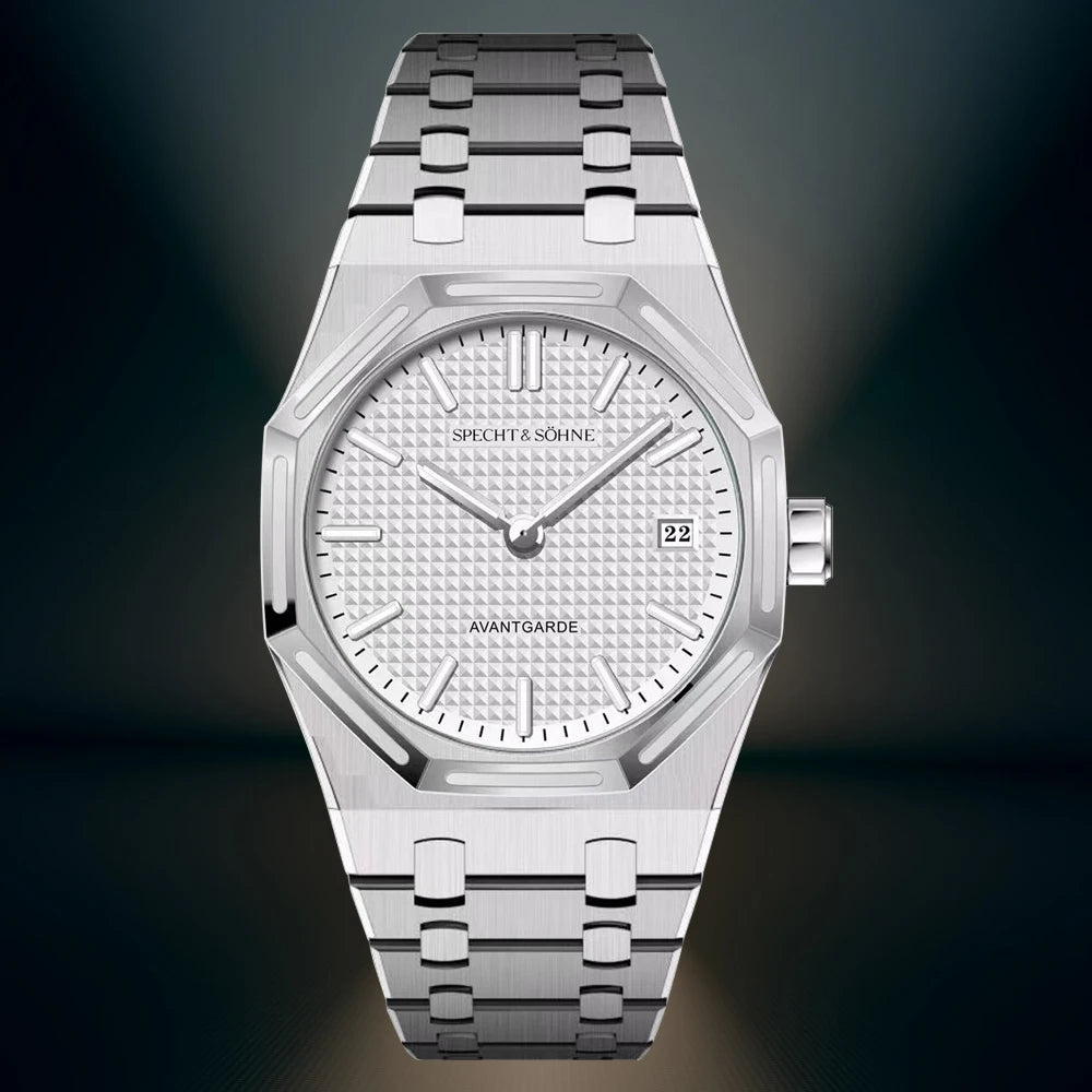 38mm Men’s Ultrathin Quartz Watch Sapphire Glass 50M Waterproof White