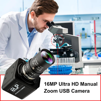 16MP 4K USB Webcam with 10X Zoom Industrial Camera