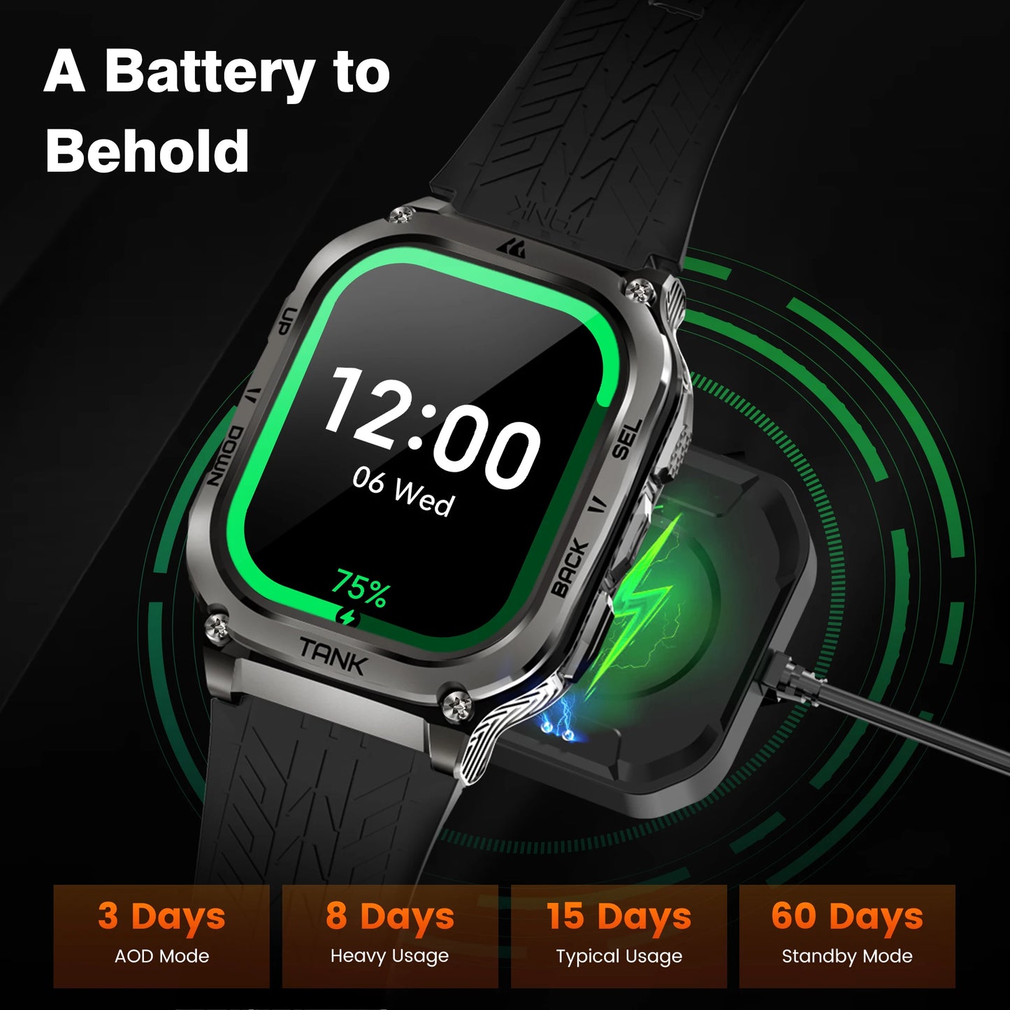 Waterproof AMOLED Fitness Smartwatch with Bluetooth