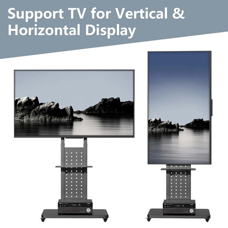 Rotating Vertical TV Floor Stand with Adjustable Height 32–65"