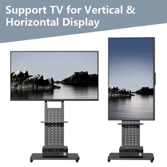 Rotating Vertical TV Floor Stand with Adjustable Height 32–65"