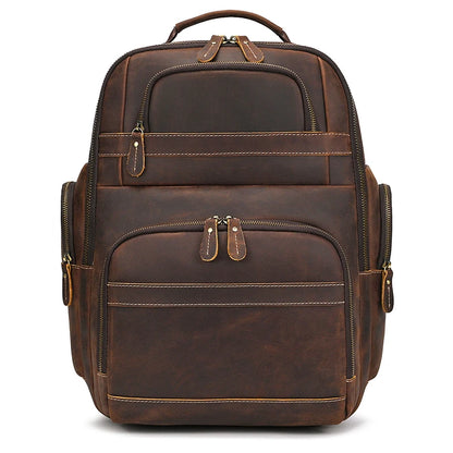 Business Leather Laptop Backpack Double Layer