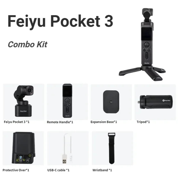 Feiyu Pocket 3 4K 60fps Cordless Camera Combo Kit with AI Tracking