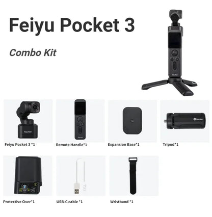 Feiyu Pocket 3 4K 60fps Cordless Camera Combo Kit with AI Tracking