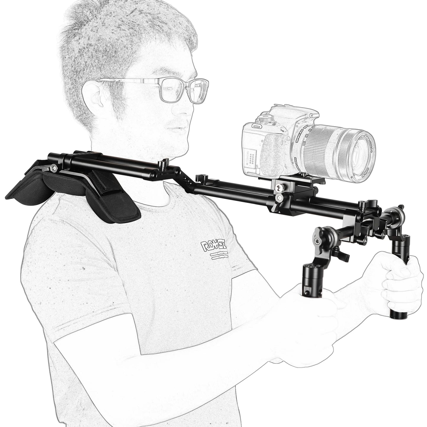 Professional Camera Shoulder Rig Kit Dual Handgrip DSLR Camcorder Mount