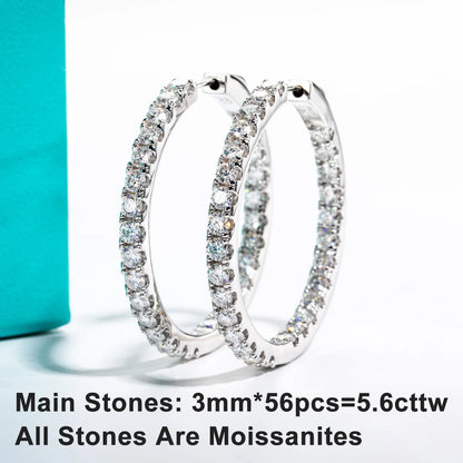 3mm Moissanite Hoop Earrings 5.6cttw Sterling Silver