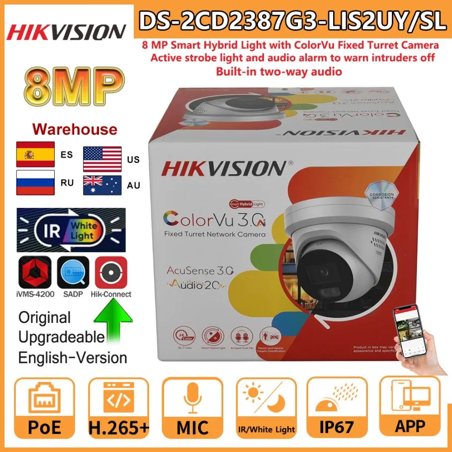 8MP Smart Security Camera 4K Color Night Audio Alert