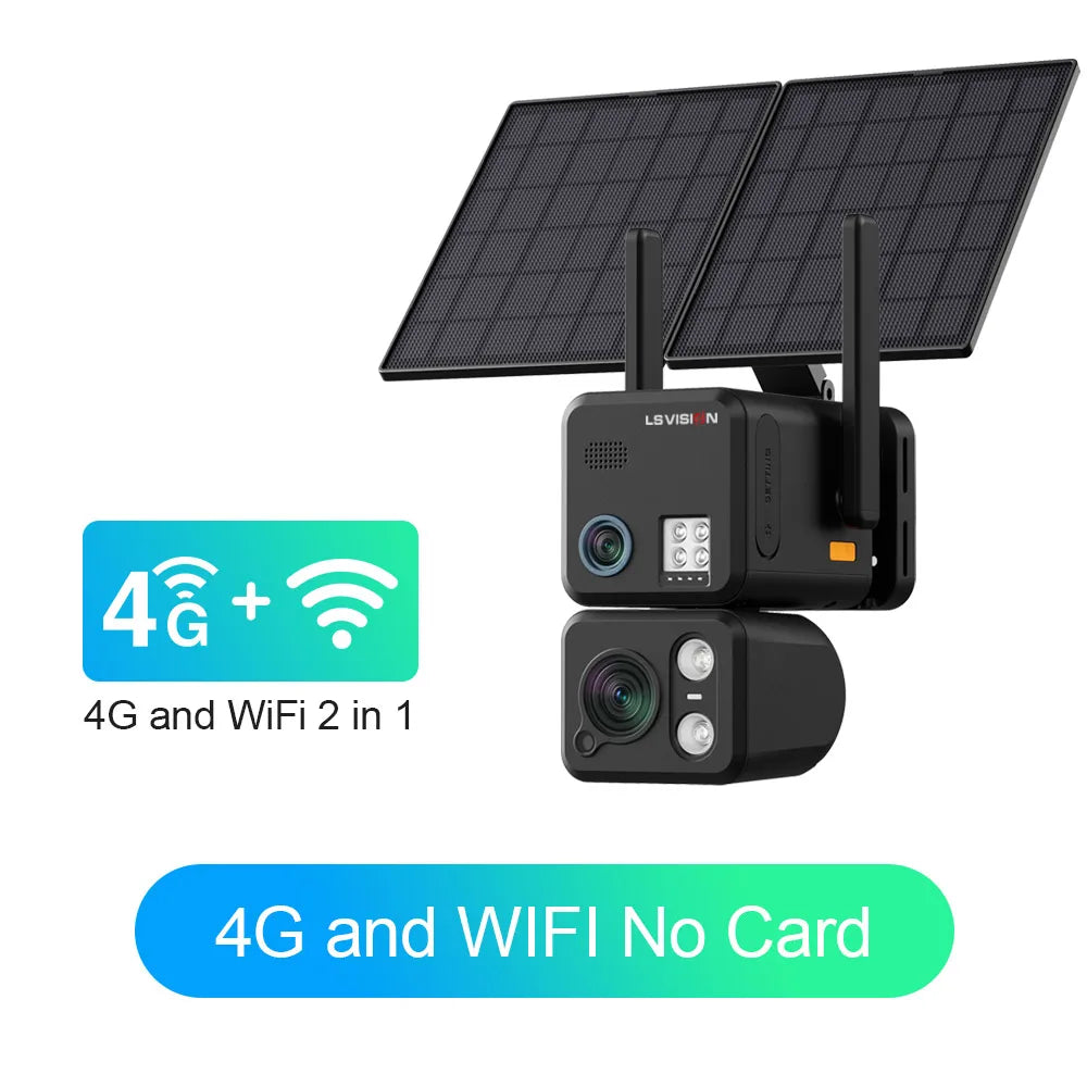 4K Dual-Lens Solar Security Camera 20X Zoom PTZ