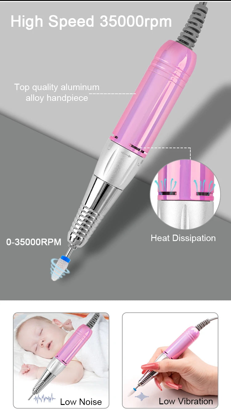 Professional 35000RPM Electric Nail File Acrylic Drill Set
