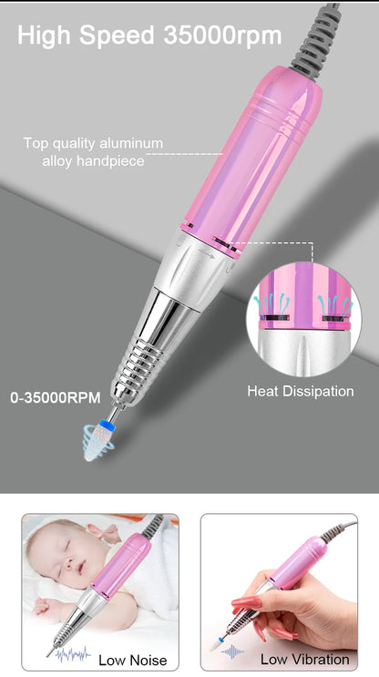 Professional 35000RPM Electric Nail File Acrylic Drill Set