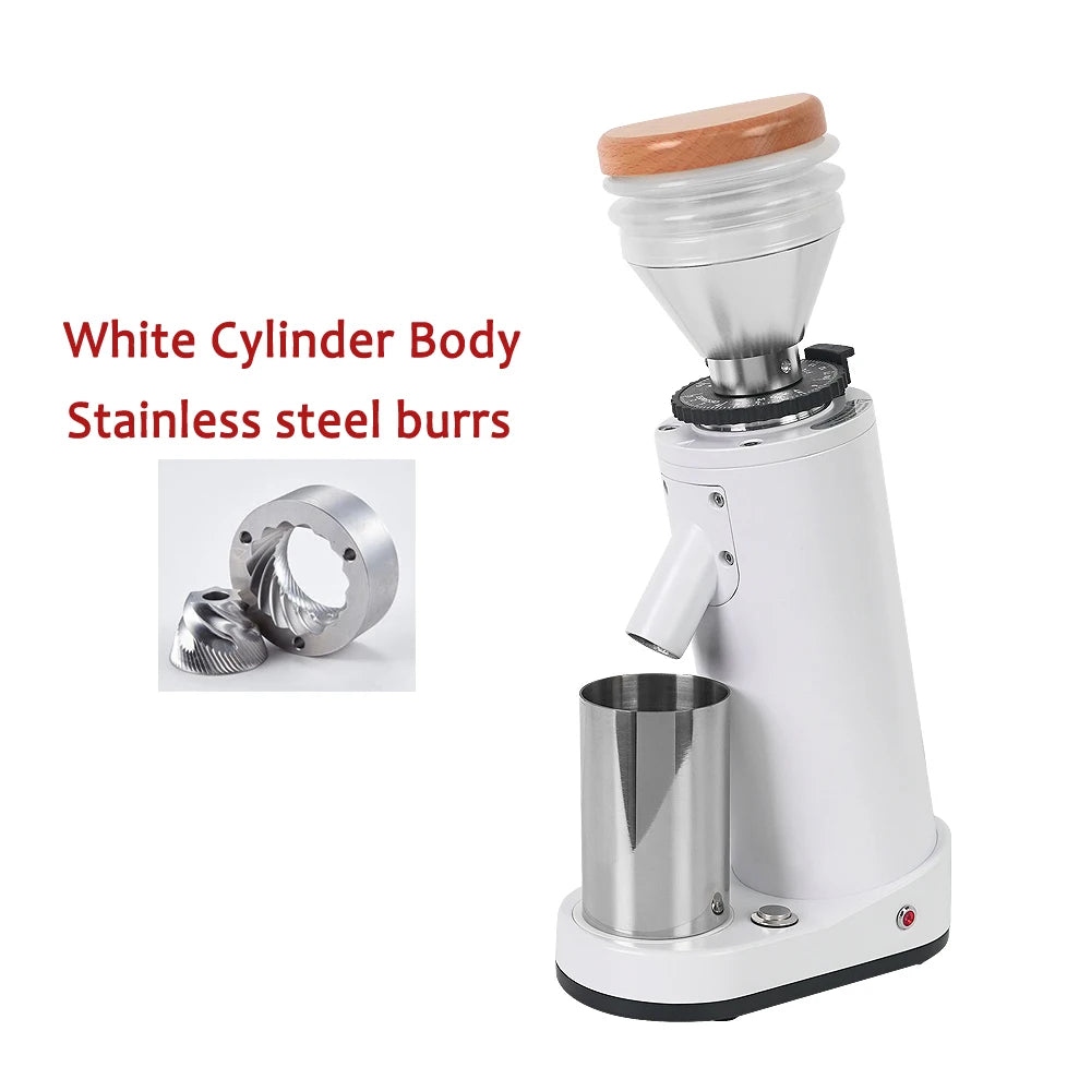 White Cylindrical SS Burr Coffee Grinder 40mm