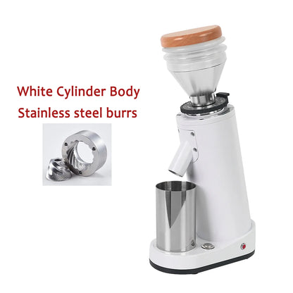 White Cylindrical SS Burr Coffee Grinder 40mm