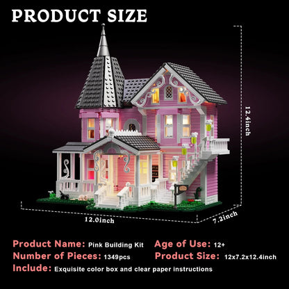 1349 PCS Architectural Pink Palace Building Toy Set