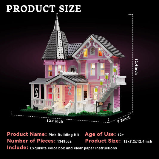 1349 PCS Architectural Pink Palace Building Toy Set
