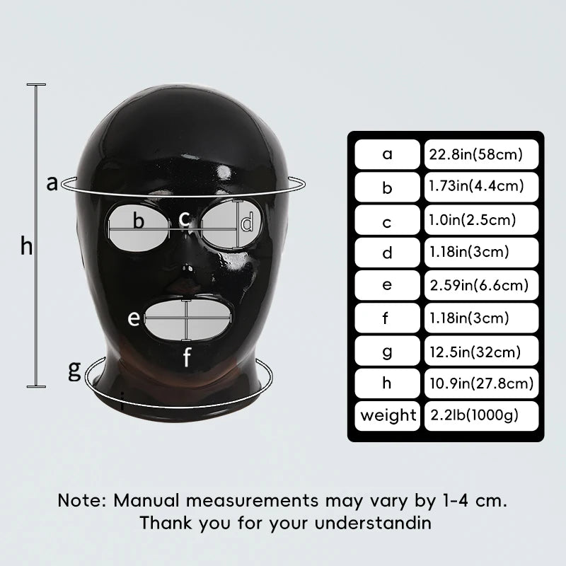 Black Latex Furry Hood with Eyes & Mouth Openings