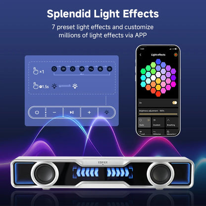 White Mini Computer Speakers Soundbar USB Bluetooth 5.4