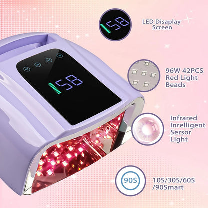 Portable 96W UV LED Nail Rechargeable Mirror White