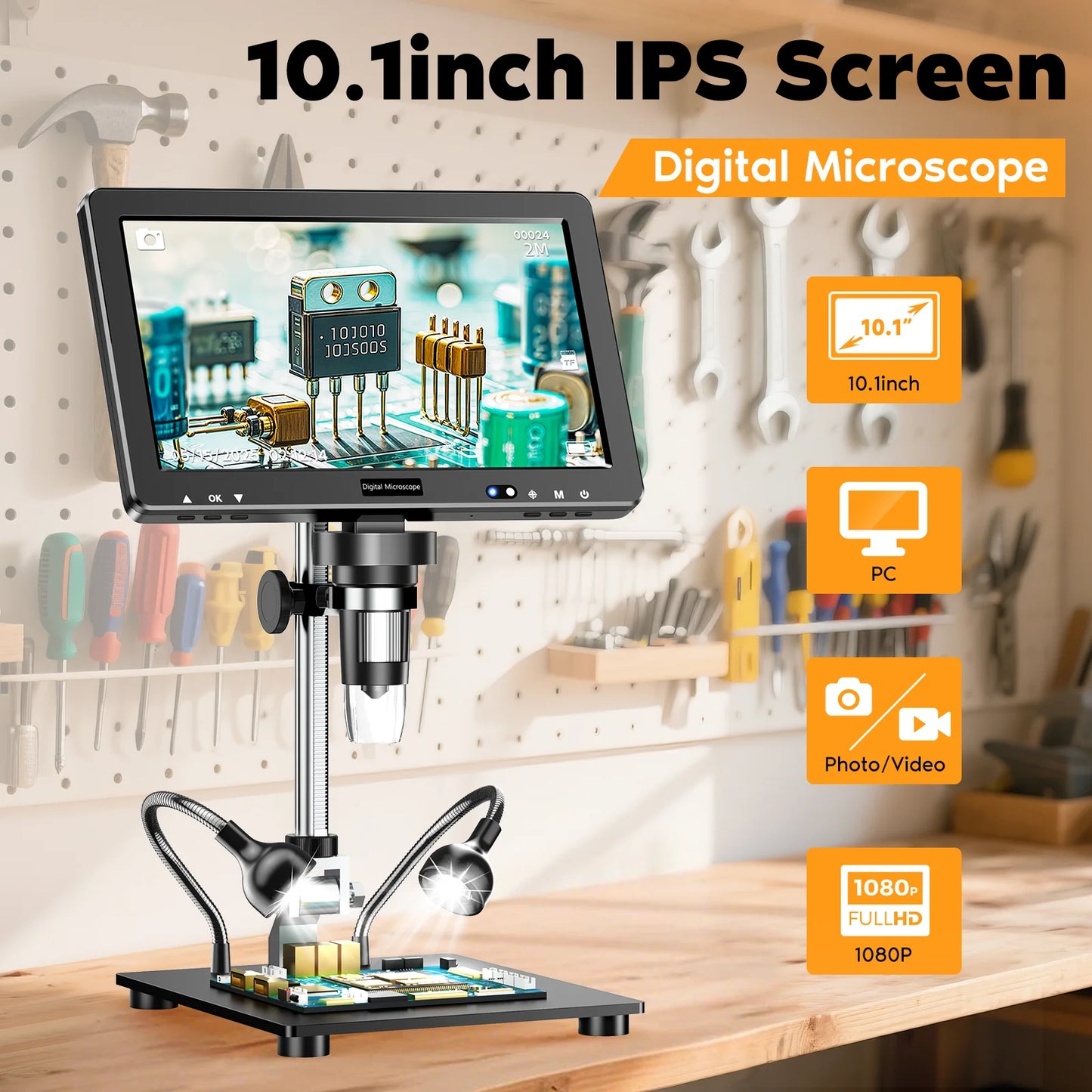 10.1 Inch  LCD Digital Microscope 32GB for Electronics Repair