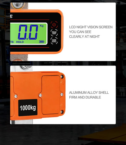 Digital Hanging Crane Scale 500kg LCD Orange