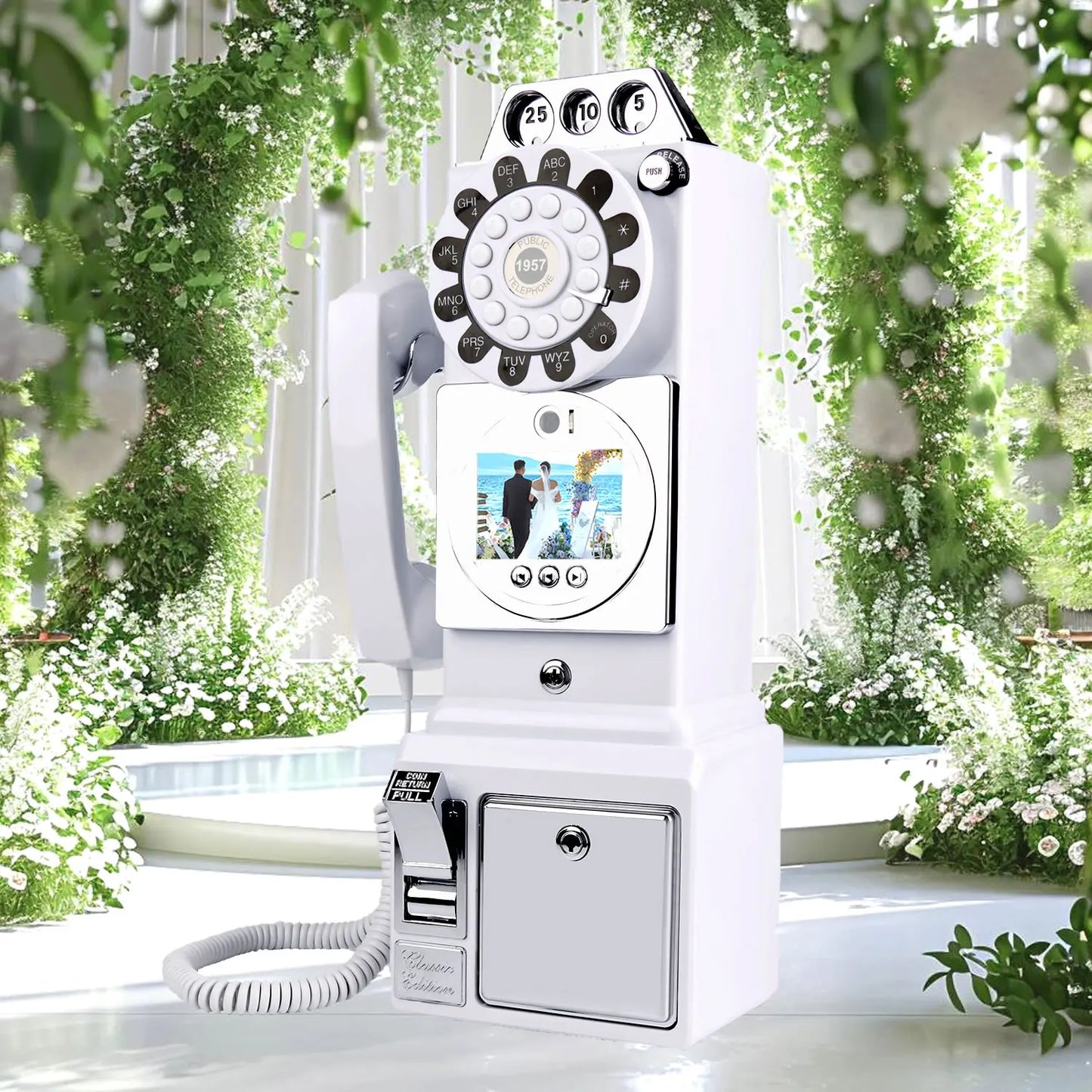 Wedding Party White Video Message Guestbook Telephone