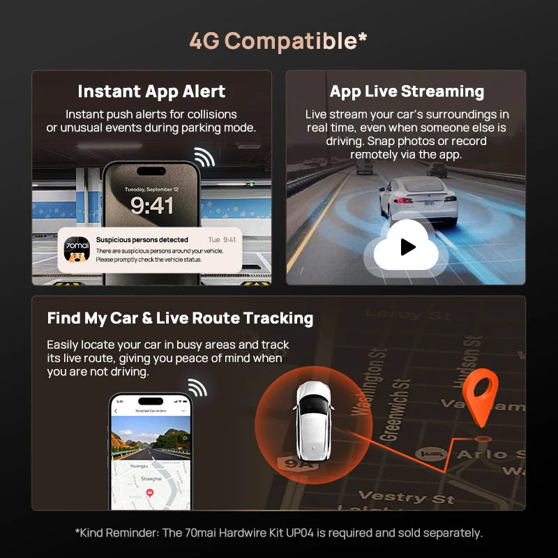 4K HDR Front Dash Cam with GPS & ADAS 128GB