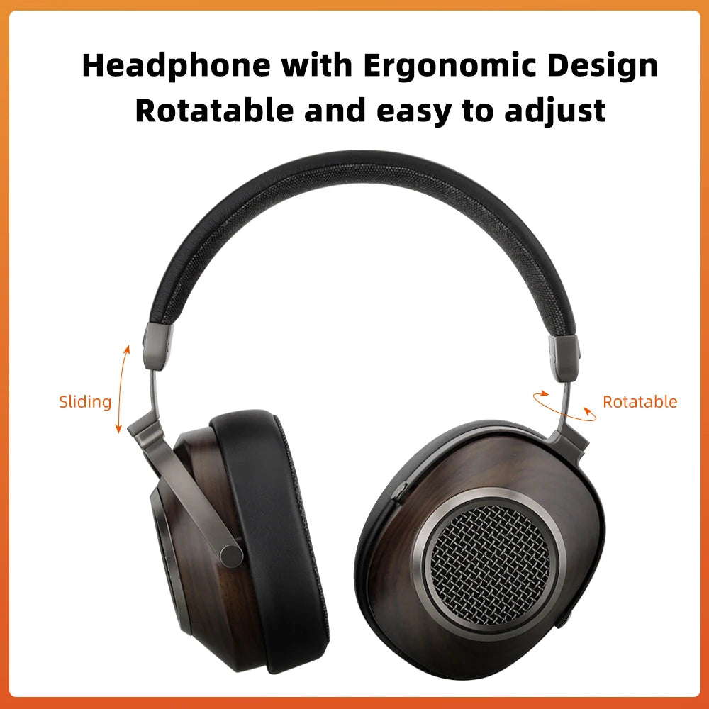 High-Fidelity Open-Back Wooden Headphones 50mm Dynamic Driver