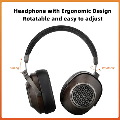 High-Fidelity Open-Back Wooden Headphones 50mm Dynamic Driver