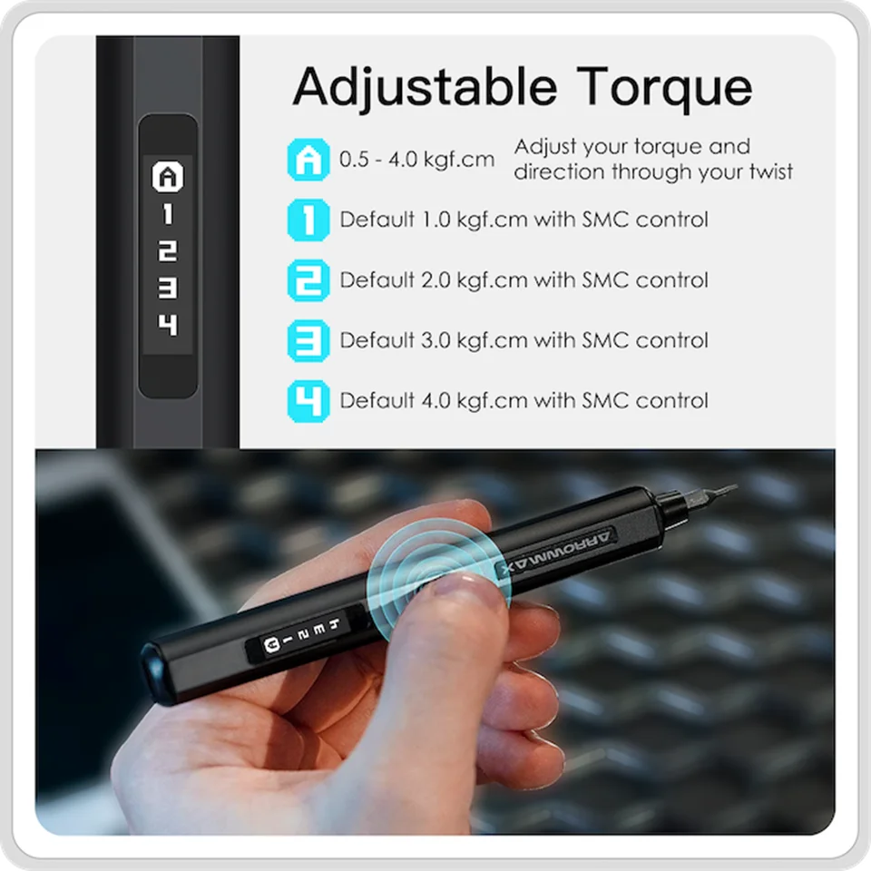 Cordless Precision Electric Screwdriver Set Smart Torque Control Black