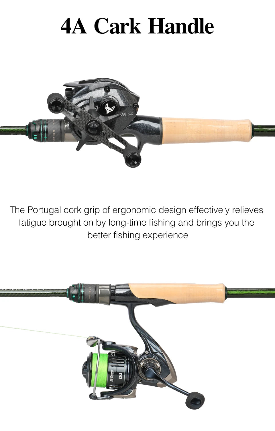 Lightweight 2 Section Bass Fishing Rod 2.06m M