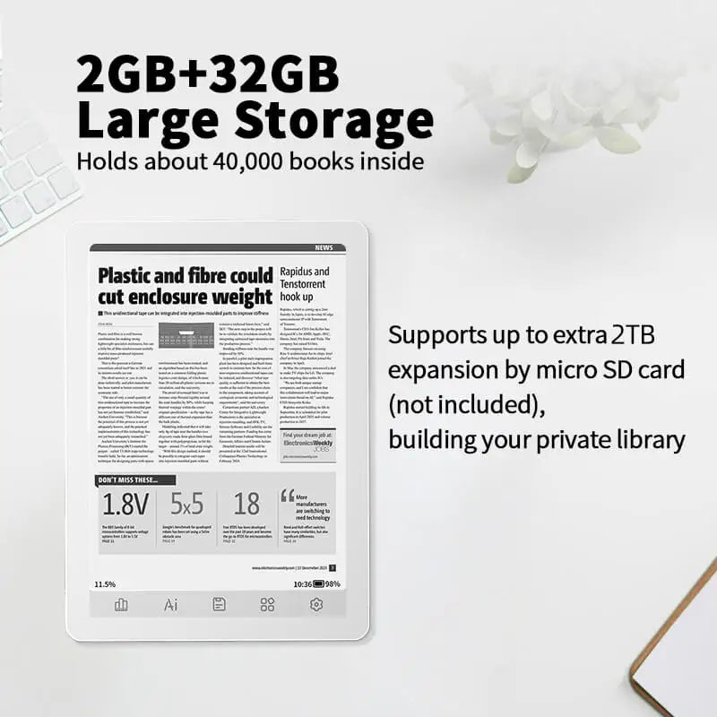 6 Inch E-Ink E-Reader 32GB Android 14 Adjustable Frontlight
