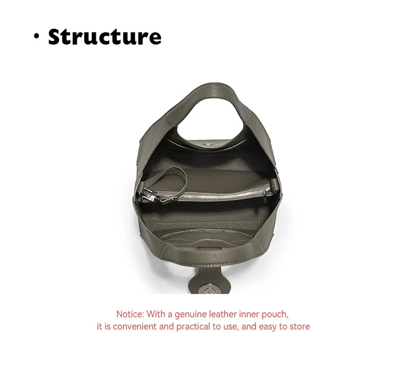 Gray Leather Tote Bag for Work and Travel