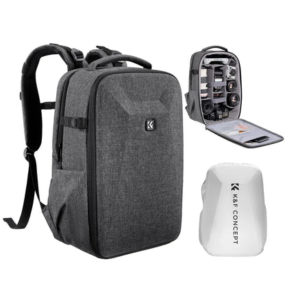 Black-Gray Portable DSLR Camera Backpack 22L Waterproof