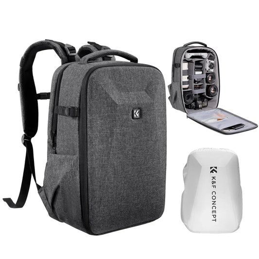 Black-Gray Portable DSLR Camera Backpack 22L Waterproof
