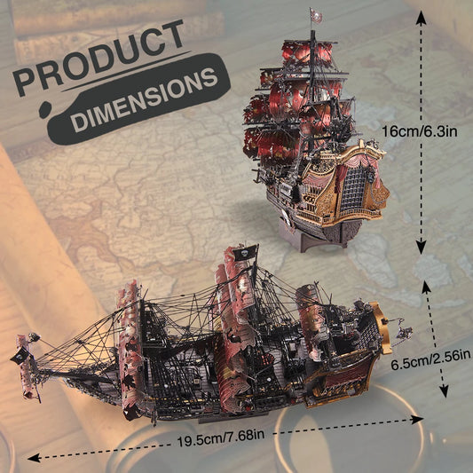 3D Metal Pirate Ship Puzzle DIY Model Building Kit