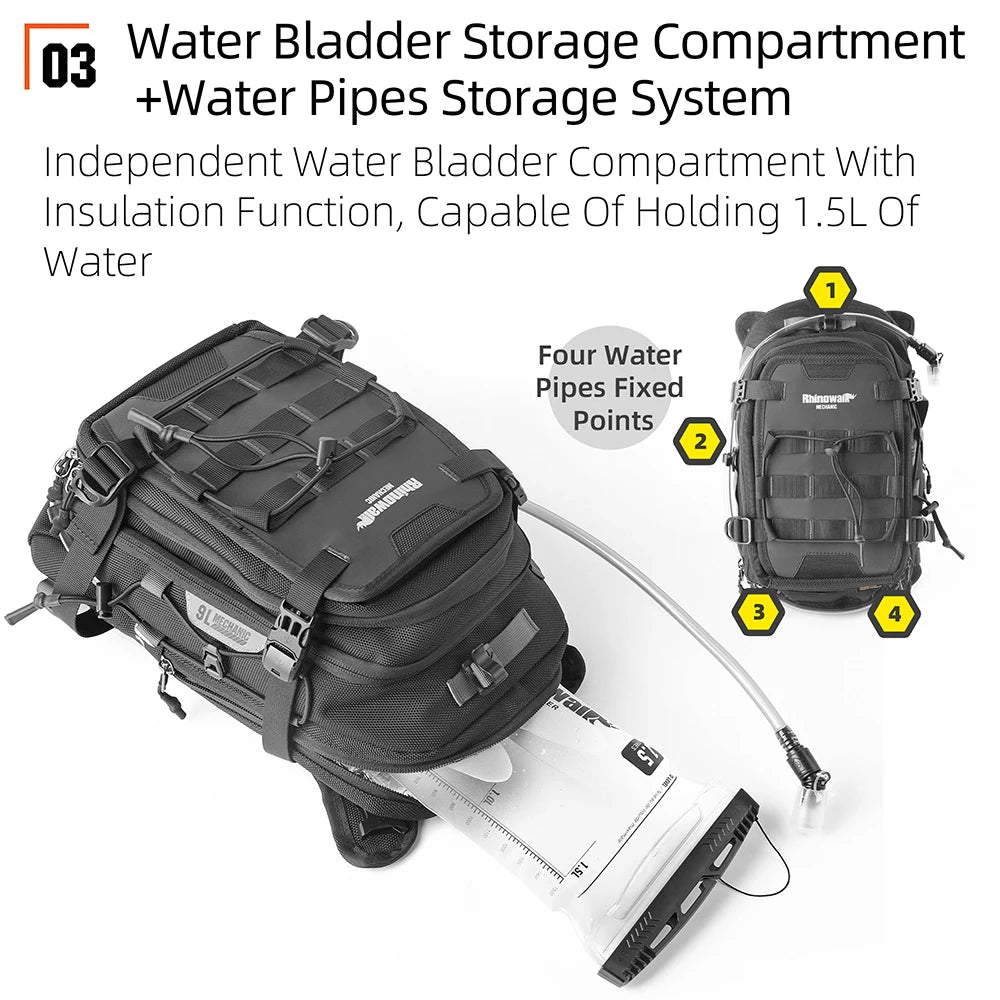 Portable 9L Motorbike Tank Bag with MOLLE Storage System