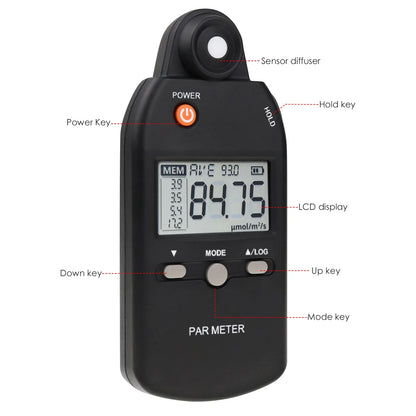 Full Spectrum PPFD Quantum PAR Meter with Data Storage
