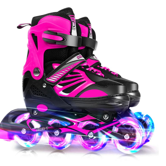 LED Inline Skates for Kids Adjustable Pink L