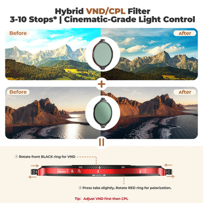 82mm Hybrid VND CPL Camera Filter Kit 3-10 Stop ND32