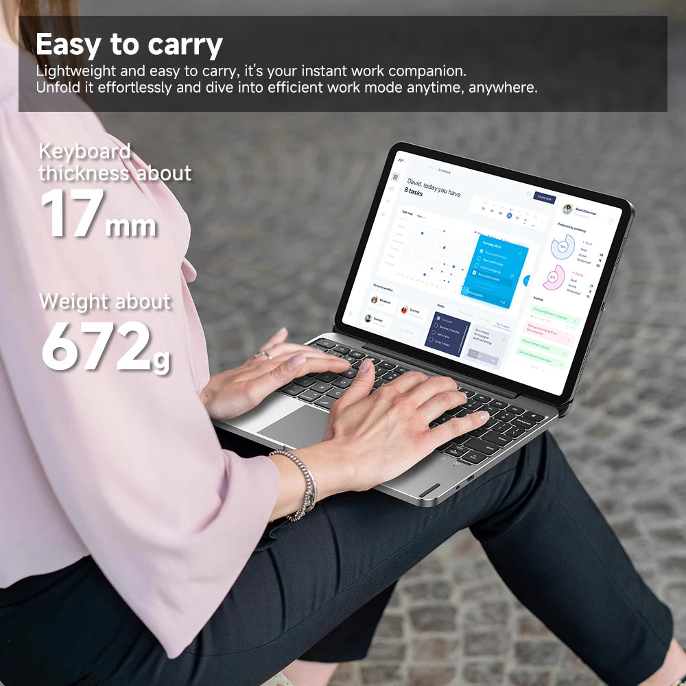 Smart Backlit Keyboard Case for iPad Air 6 11 Silver