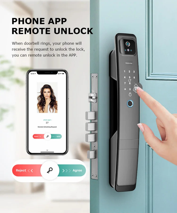 Smart WiFi Fingerprint Door Lock with 3D Face Recognition