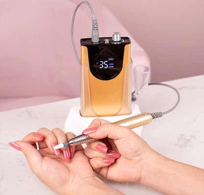 Gold Professional Electric Nail Drill 35000RPM Cordless