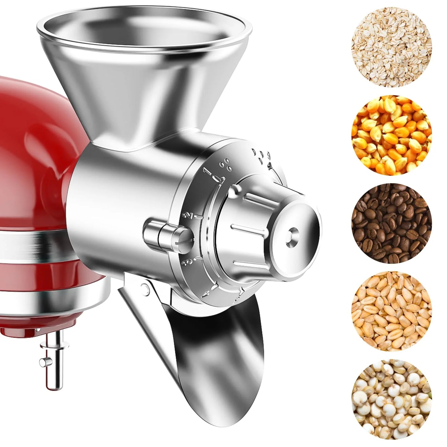 Adjustable Grain Mill Attachment for Dry Grains