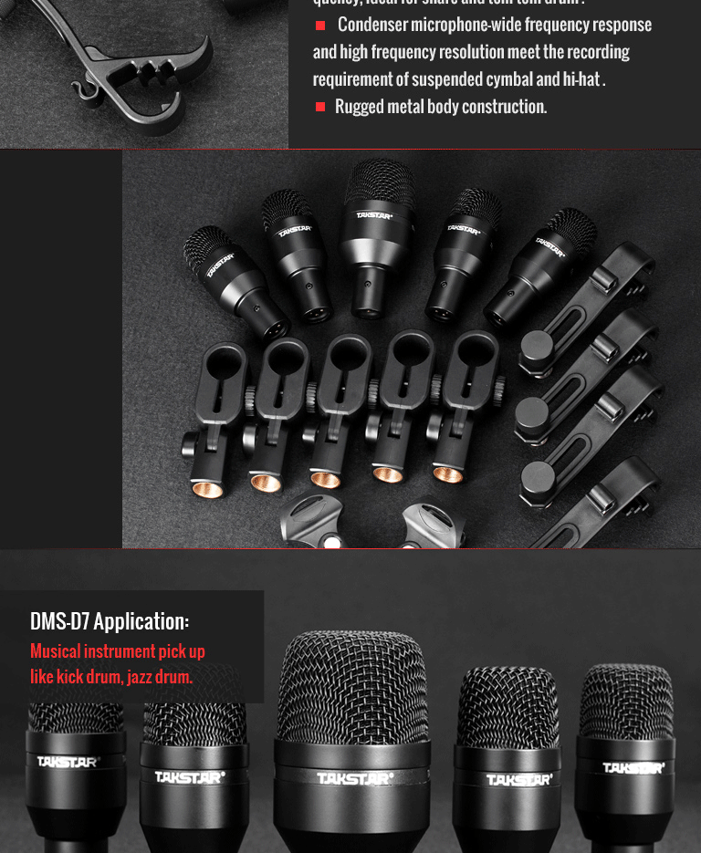 7-Piece Professional Drum Microphone Kit with Carry Case