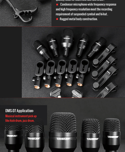 7-Piece Professional Drum Microphone Kit with Carry Case