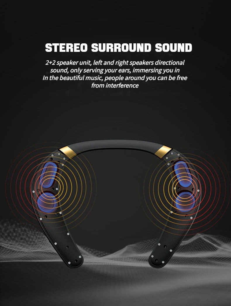 IPX7 Waterproof Wearable Bluetooth Neckband Speaker