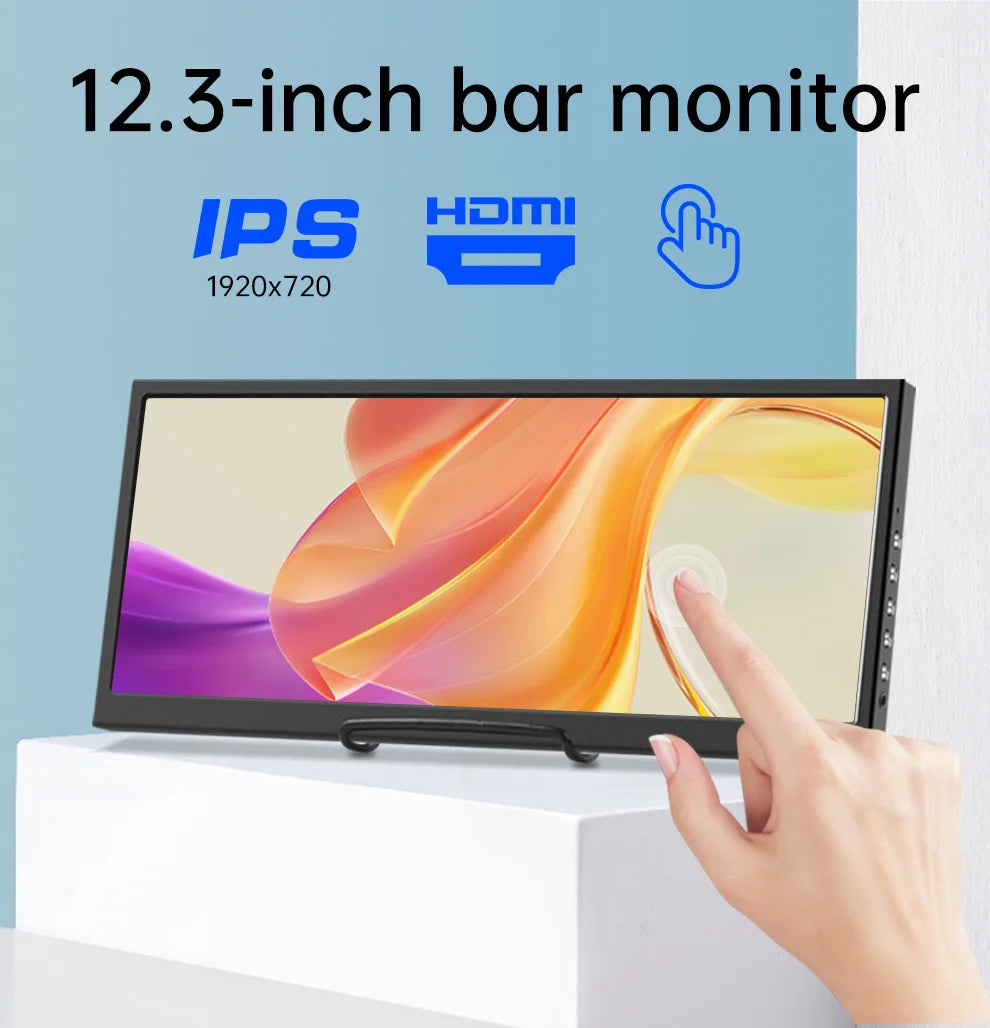 12.3 Inch Touchscreen Bar Monitor 1920x720 IPS Display