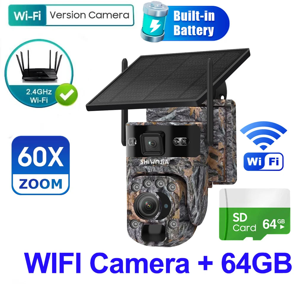 Solar 6K Security Camera WiFi 64GB Night Vision